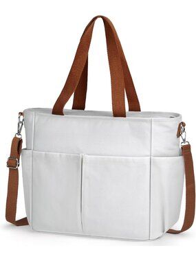 Women's White Water Resistant Crossbody Purse Shoulder Bag with Zipper for Work